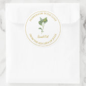 Goud Zelfgemaakt Basilicum Olielabel | Wit Ronde Sticker (Tas)