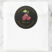 Goud Zelfgemaakt Cherry Jam Label | Zwart (Tas)