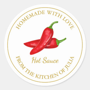 Goud Zelfgemaakt Hot Sauce Label Wit