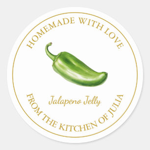 Goud Zelfgemaakt Jalapeno Jelly Label   Wit