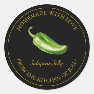 Goud Zelfgemaakt Jalapeno Jelly Label   Zwart