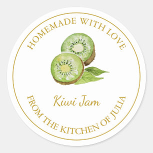 Goud Zelfgemaakt Kiwi Jam Label   Wit