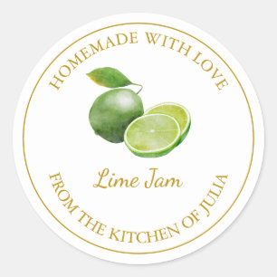 Goud Zelfgemaakt Limoen Jam Label Wit