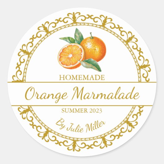 Goud Zelfgemaakt Sinaasappel Marmalade Label (Voorkant)
