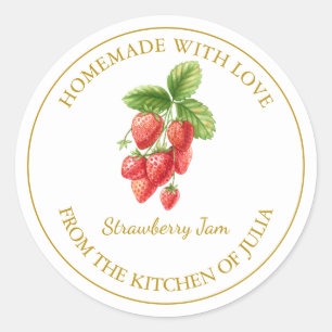 Goud Zelfgemaakt Strawberry Jam Label Wit