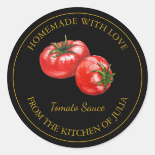 Goud Zelfgemaakt Tomatensaus Label   Zwart