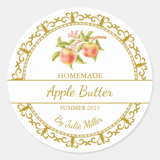  Goud Zelfgemaakte Apple Butter Label (Voorkant)
