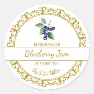  Goud Zelfgemaakte Blueberry Jam Label