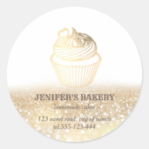 goud Zelfgemaakte cupcakes en snoepjes Ronde Sticker