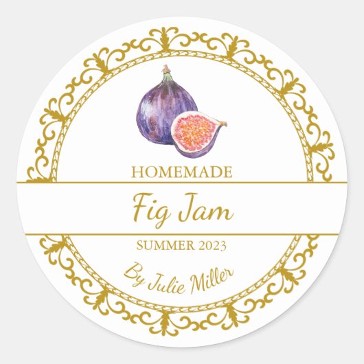  Goud Zelfgemaakte Fig Jam Label (Voorkant)