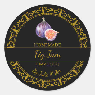 Goud Zelfgemaakte Fig Jam Label Zwart