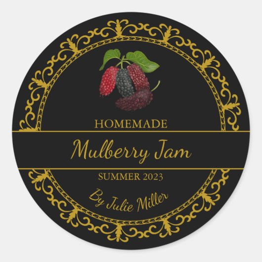 Goud Zelfgemaakte Mulberry Jam Label (Voorkant)