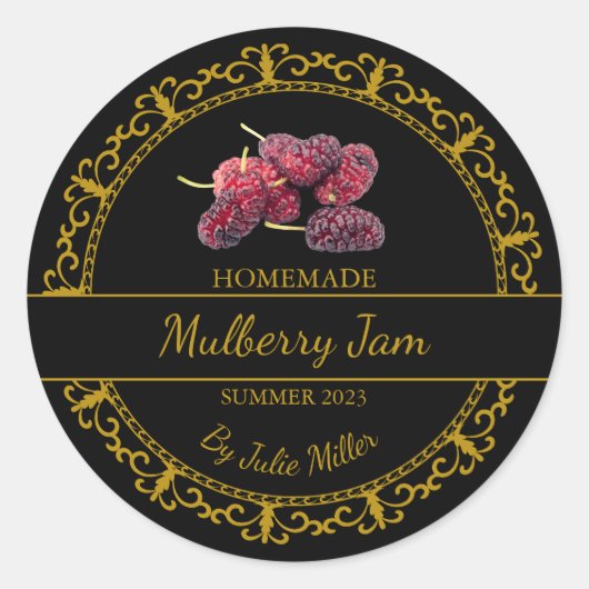 Goud Zelfgemaakte Mulberry Jam Label (Voorkant)