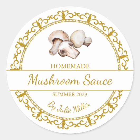 Goud Zelfgemaakte Mushroom Sauce Label (Voorkant)