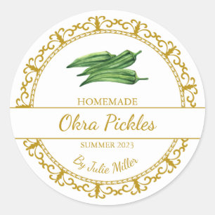 goud zelfgemaakte okra augurken label