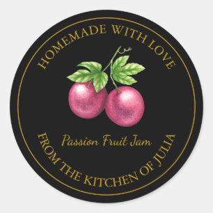 Goud Zelfgemaakte Passie Fruit Jam Label Zwart