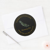 Goud Zelfgemaakte Rozemarijn Olielabel | Zwart Ronde Sticker (Envelop)