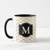Goud Zig Zags Monogram Gepersonaliseerd Mok (Links)