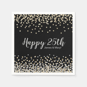 Goud Zilver Confetti Aangepaste 25e Verjaardag Fee Servet