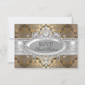 Goud & Zilver Damask Sweet 16 RSVP (Voorkant)