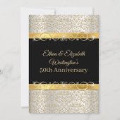 Goud Zilver en Zwarte Diamant 50ste Verjaardag Kaart (Voorkant)