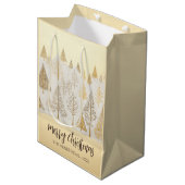 Goud Zilver Kerstmis dennen Bomen Gift Bag Medium Cadeauzakje (Voorkant Gekanteld)