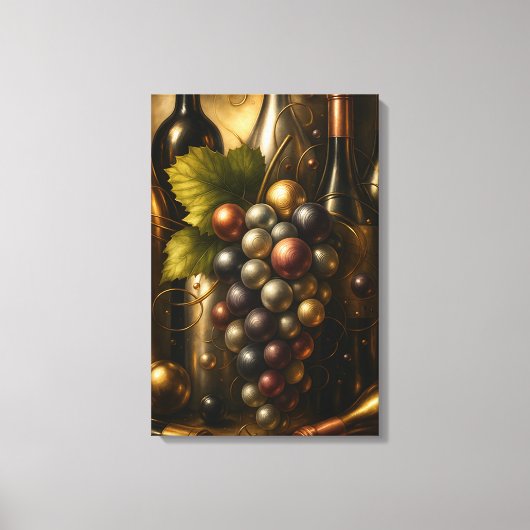 Goud Zilver Koper Druiven & Wijn Grafische Kunst Canvas Afdruk (Voorkant)