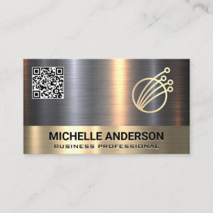 Goud Zilver Metaalachtig Tech Logo QR Code Visitekaartje