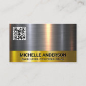 Goud Zilver Metallic Shine Trim QR Code Visitekaartje (Voorkant)