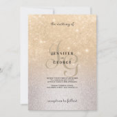 Goud zilver monogram initiaal ombre glitter bruilo kaart (Voorkant)