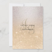 Goud zilver monogram initiaal ombre glitter bruilo kaart (Achterkant)