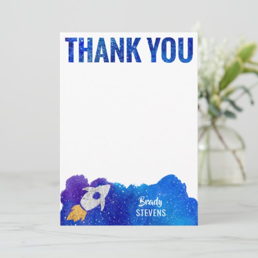 Goud Zilver Raket Schip Galaxy Dank u Bedankkaart (Staand voorkant)