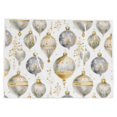 Goud Zilver Wit Kerst Ornamenten Gift Bag Groot Cadeauzakje (Achterkant)