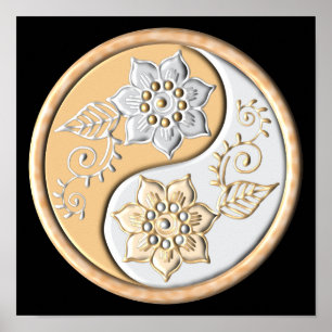 Goud & Zilver Yin Yang Poster