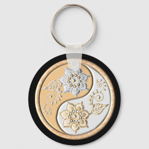 Goud & Zilver Yin Yang Sleutelhanger