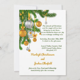 Goud & Zilveren Ornamenten op Branches Bruiloft Kaart