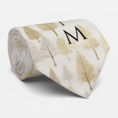 Goud Zilveren Pijnbomen Monogram Kerstmis Stropdas (Opgerold)
