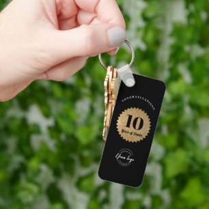 Goud Zwart 10e jubileum Werknemer Jubileum Sleutelhanger