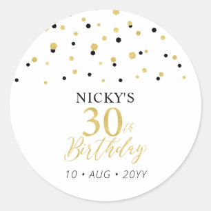 Goud & Zwart 30e verjaardag Ronde Sticker