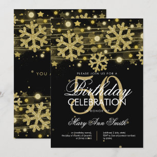 Goud Zwart 50e Verjaardag Winter Glitter Glam Kaart