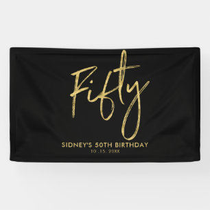 Goud & Zwart 50e Verjaardagsfeest Welkomstbanner Spandoek