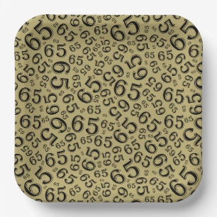 Goud/Zwart 65e Willekeurig Nummerpatroon Papieren Bordje