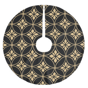 Goud & Zwart: Abstract bloemig Vintage Kerstboom Rok
