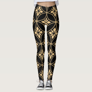 Goud & Zwart: Abstract bloemig Vintage Leggings