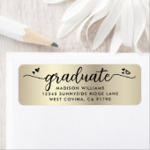 Goud Zwart Afstuderen Script Hearts Modern Adres Etiket (Insitu)