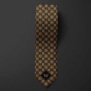 Goud & Zwart Arabesk Monogram Stropdas