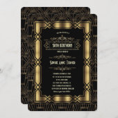 Goud Zwart Art Deco Gatsby 1920's Verjaardagsfeest Kaart (Voorkant / Achterkant)