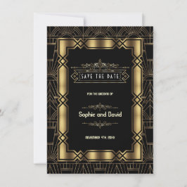 Goud Zwart Art Deco Gatsby Jaren 20 Opslagbericht Save The Date