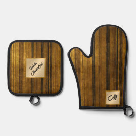 Goud Zwart  Art Deco Modern Collectie Ovenwant & Pannenlap Set