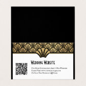 Goud Zwart Art Deco QR Code Website Trouwen Visitekaartjes (Buitenkant ongevouwen)